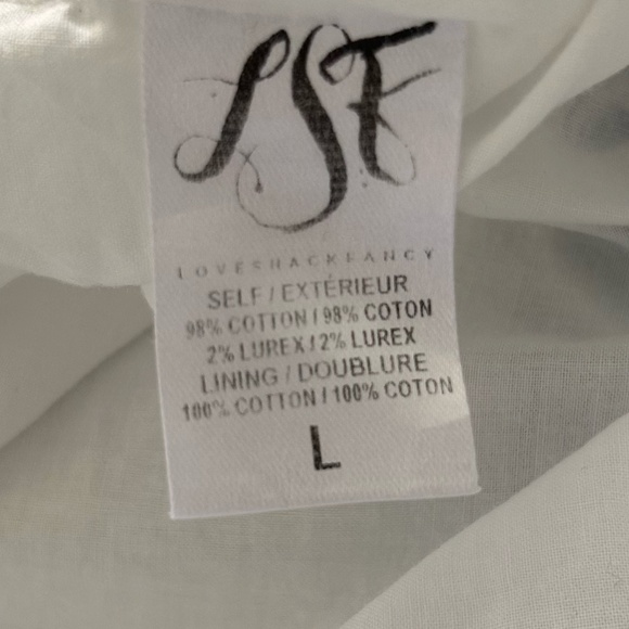 LoveShackFancy Elizabeth Striped Off-the-Shoulder Dress | Blue & White | Large - Picture 15 of 15